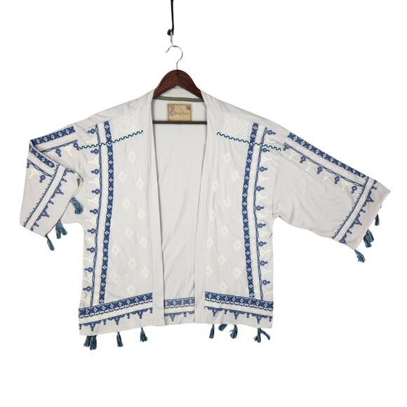 Living Planet Embroidered Pale Gray Open Top Size Medium MSRP $120 - Picture 1 of 12